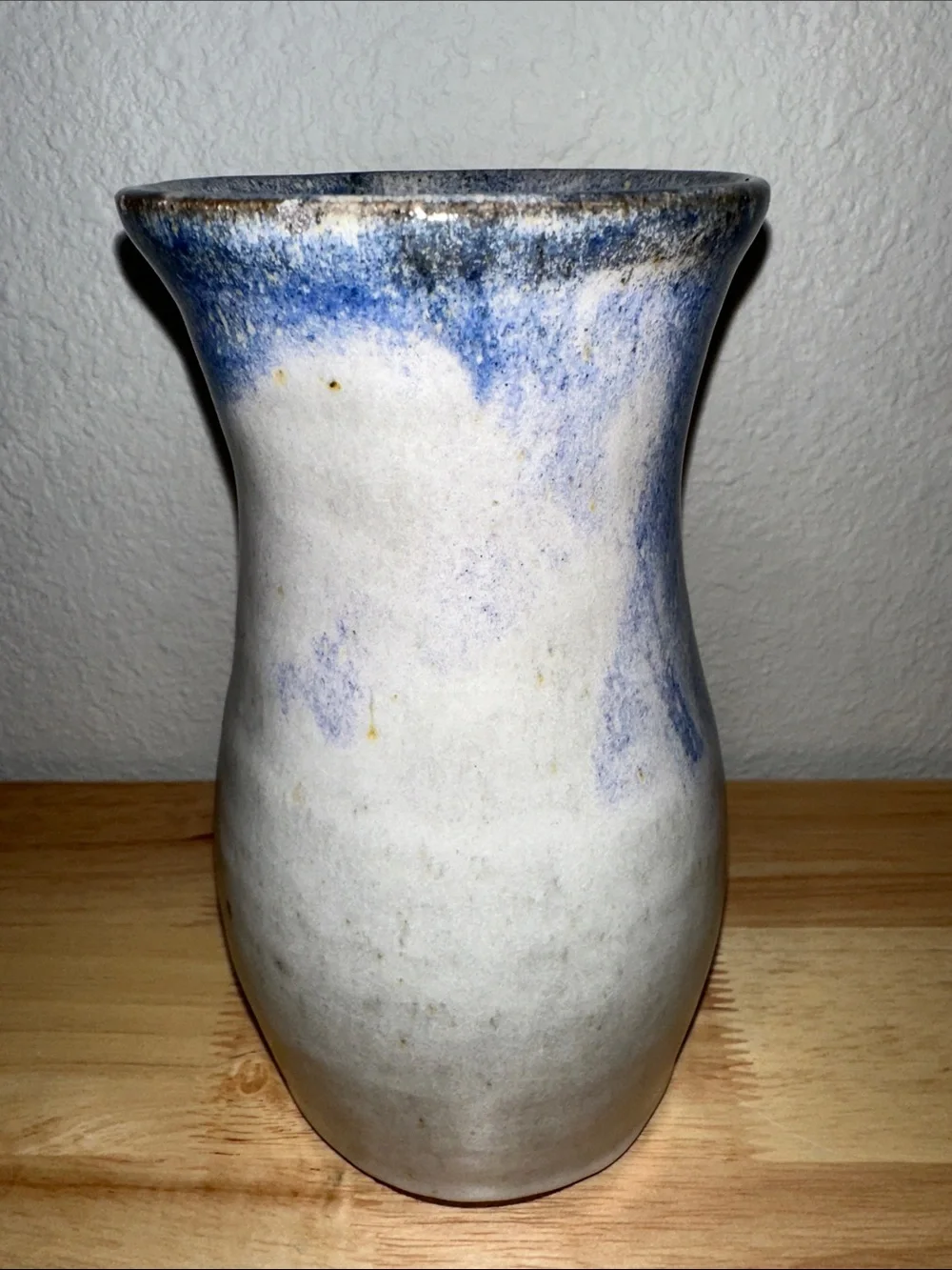 Vintage Studio Pottery Stoneware Vase – Hand-Painted Blue Floral Motif